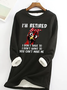 Lässig Rundhals Textbriefe Sweatshirt