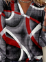 Retro Geometrisch V-Ausschnitt Langarm T-Shirt