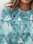 Lässig Geometrisch Rundhals Langarm T-Shirt