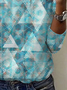 Lässig Geometrisch Rundhals Langarm T-Shirt