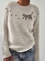 Damen Wolle/Stricken Tier Langarm Bequem Lässig Pullover