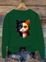 Lässig Rundhals Katze Sweatshirt