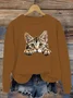 Lässig Rundhals Katze Sweatshirt