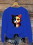 Lässig Rundhals Katze Sweatshirt