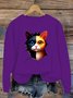Lässig Rundhals Katze Sweatshirt