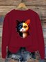 Lässig Rundhals Katze Sweatshirt