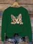 Lässig Rundhals Katze Sweatshirt