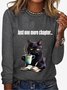 Lässig Katze Rundhals Langarm T-Shirt