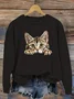 Lässig Rundhals Katze Sweatshirt