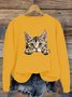 Lässig Rundhals Katze Sweatshirt