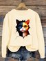 Lässig Rundhals Katze Sweatshirt