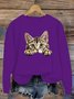 Lässig Rundhals Katze Sweatshirt
