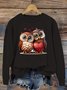 Lässig Rundhals Vogel Sweatshirt