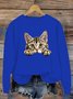Lässig Rundhals Katze Sweatshirt