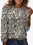 Lässig Zebra Rundhals Langarm T-Shirt