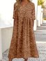 Damen 3d Drucken Rundhals Halbarm Bequem Retro Maxikleid