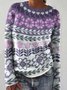 Damen Wolle/Stricken Tier Langarm Bequem Lässig Pullover