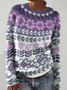 Damen Wolle/Stricken Tier Langarm Bequem Lässig Pullover