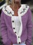 Damen Wolle/Stricken Geblümt Langarm Bequem Lässig Strickjacke