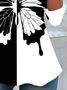 Lässig Schmetterling Rundhals Langarm T-Shirt