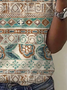 Lässig Ethnisch Rundhals Kurzarm T-Shirt