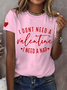 Lässig Textbriefe Rundhals Kurzarm T-Shirt