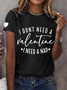 Lässig Textbriefe Rundhals Kurzarm T-Shirt