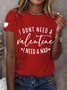Lässig Textbriefe Rundhals Kurzarm T-Shirt