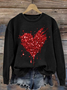 Lässig Rundhals Herz/Herz Sweatshirt Print