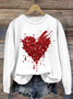 Lässig Rundhals Herz/Herz Sweatshirt Print