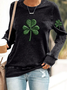 Lässig Rundhals Blätter Sweatshirt Print