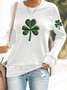 Lässig Rundhals Blätter Sweatshirt Print