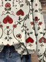 Lässig Rundhals Herz/Herz Sweatshirt Print