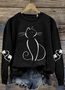 Lässig Rundhals Tier Sweatshirt