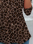 Lässig Leopard Rundhals Langarm T-Shirt