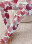 Damen Herz/Herz Rundhals Langarm Bequem Lässig Print Bluse mit Hose Zweiteiliges Set