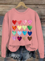 Lässig Rundhals Herz/Herz Sweatshirt Print