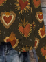 Lässig Rundhals Herz/Herz Sweatshirt Print