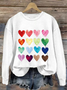 Lässig Rundhals Herz/Herz Sweatshirt Print
