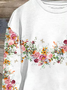 Lässig Rundhals Geblümt Sweatshirt Print