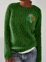 Damen Wolle/Stricken Tier Langarm Bequem Lässig Pullover