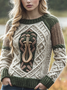 Damen Wolle/Stricken Tier Langarm Bequem Lässig Pullover