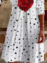 Damen Polka Dots V-Ausschnitt Langarm Bequem Lässig Print Midikleid