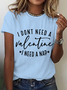 Lässig Textbriefe Rundhals Kurzarm T-Shirt