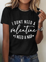 Lässig Textbriefe Rundhals Kurzarm T-Shirt