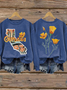Lässig Rundhals Geblümt Sweatshirt Print