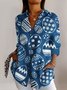 Hemdkragen Langarm Geometrisch Regelmäßig Mikroelastizität Regelmäßige Passform Bluse für Damen
