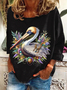 Lässig Rundhals Tier Sweatshirt Print