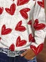 Lässig Herz/Herz V-Ausschnitt Langarm T-Shirt
