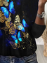 Lässig Schmetterling Rundhals Langarm T-Shirt